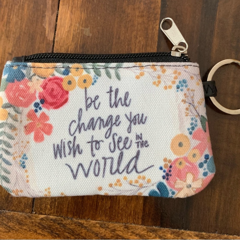 Floral Pink and Blue Wallet with Inspirational Quote